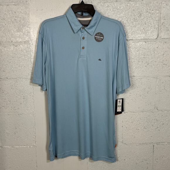 Quiksilver Waterman Men's Waterpolo Quick Dry Polo Shirt Dream Blue large $70 - Picture 1 of 7